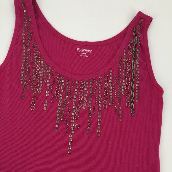 Motherhood Maternity Tank Top Purple Sleeveless Round Neck Rhinestone M Womens - Picture 3 of 10
